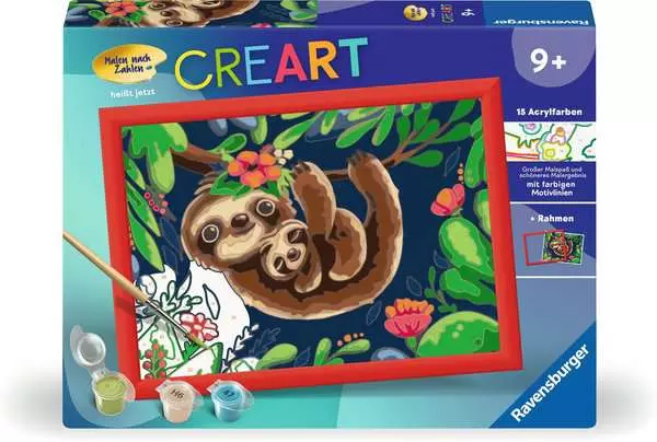 CreArt Niedliche Faultiere - Malen nach Zahlen für Kinder ab 9 Jahren