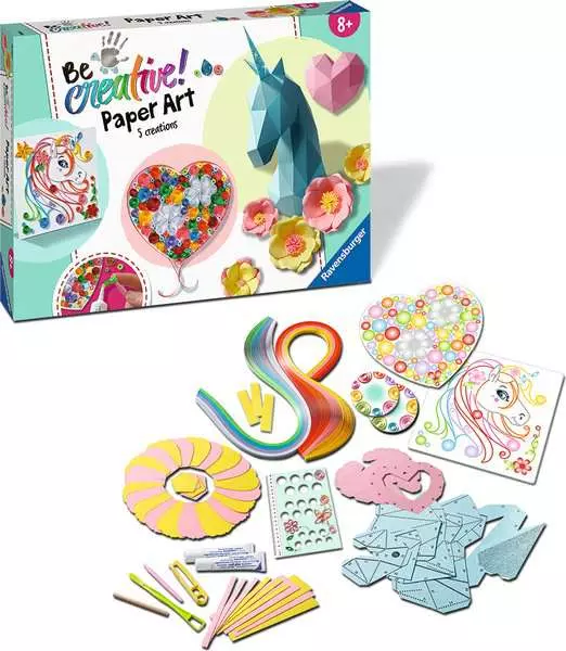 BeCreative Maxi - Paper Art Blumen & Einhörner - Bastelset für Kinder ab 8 Jahren