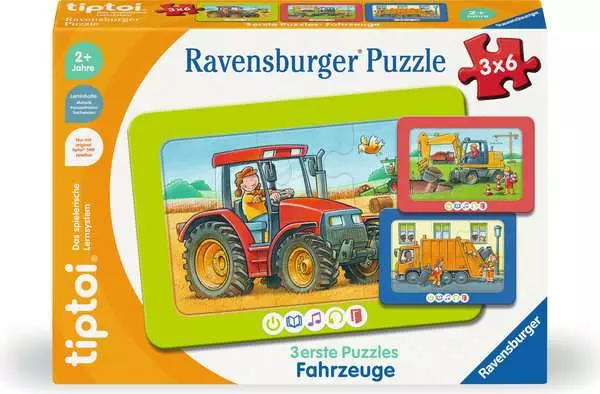 Kinderpuzzle ab 2 Jahren - 3 erste Puzzles: Fahrzeuge - 6 Teile