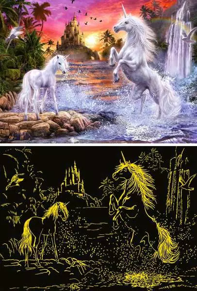 Puzzle 500 Teile - Einhörner am Fluss