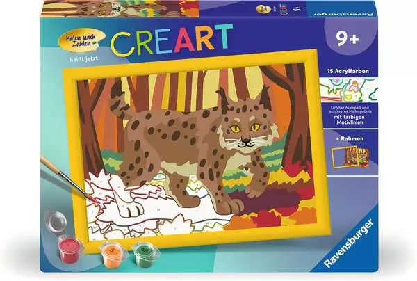 CreArt Luchs im Herbstwald - Malen nach Zahlen für Kinder ab 9 Jahren