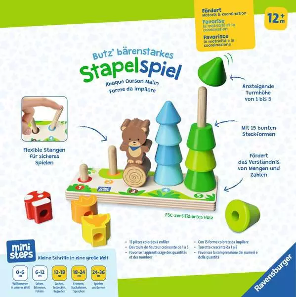 ministeps: Butz‘ bärenstarkes Stapelspiel - Babyspielzeug ab 12 Monaten