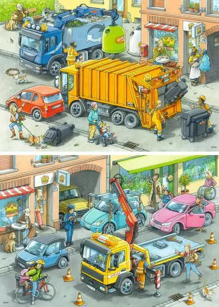 Kinderpuzzle ab 4 Jahren - Müllabfuhr und Abschleppwagen - 24 Teile