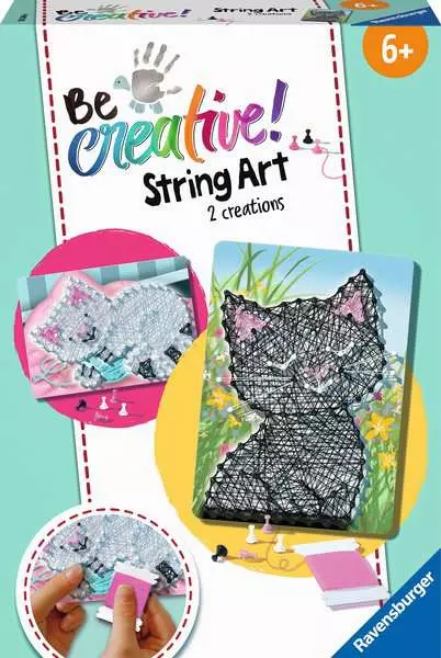 BeCreative Midi - String Art Katzen - Bastelset für Kinder ab 6 Jahren