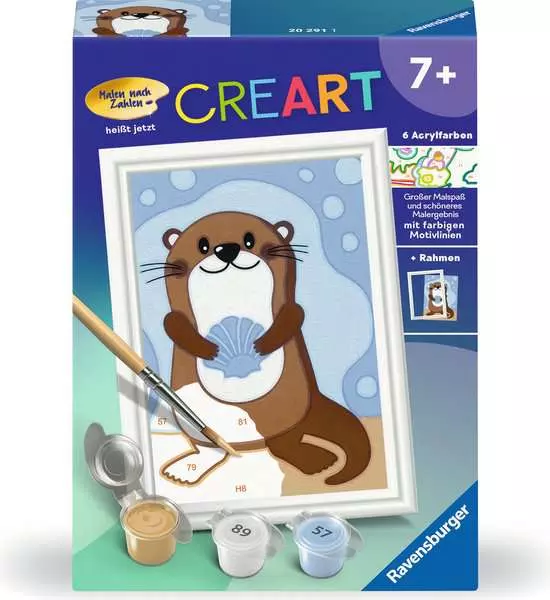 CreArt Fröhlicher Otter - Malen nach Zahlen für Kinder ab 7 Jahren
