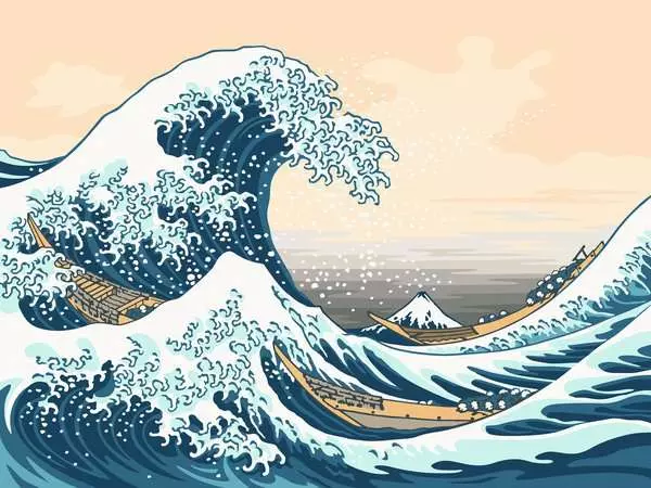 CreArt Große Welle (Hokusai) - Malen nach Zahlen für Erwachsene