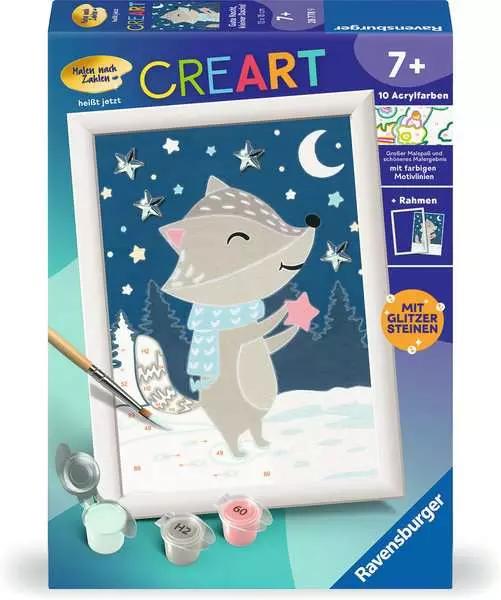 CreArt Gute Nacht. kleiner Dachs! - Malen nach Zahlen für Kinder ab 7 Jahren