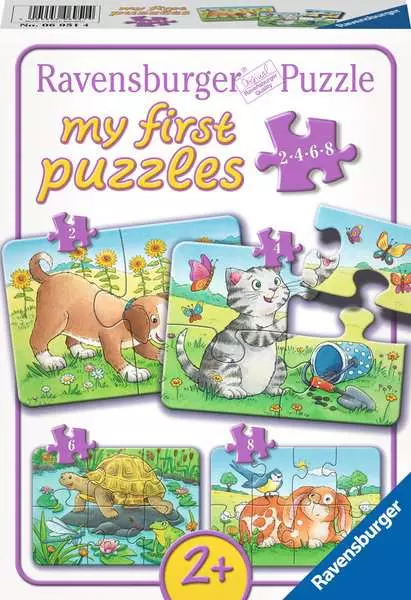 Kinderpuzzle ab 2 Jahren - Niedliche Haustiere - 2 + 4 + 6 + 8 Teile