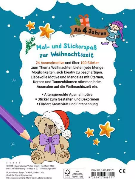 Mein liebstes Weihnachtsmalheft mit Stickern ab 4