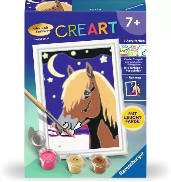 CreArt Treues Pferd - Malen nach Zahlen für Kinder ab 7 Jahren
