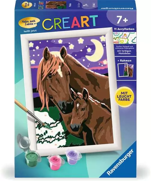CreArt Pferde - Malen nach Zahlen für Kinder ab 7 Jahren