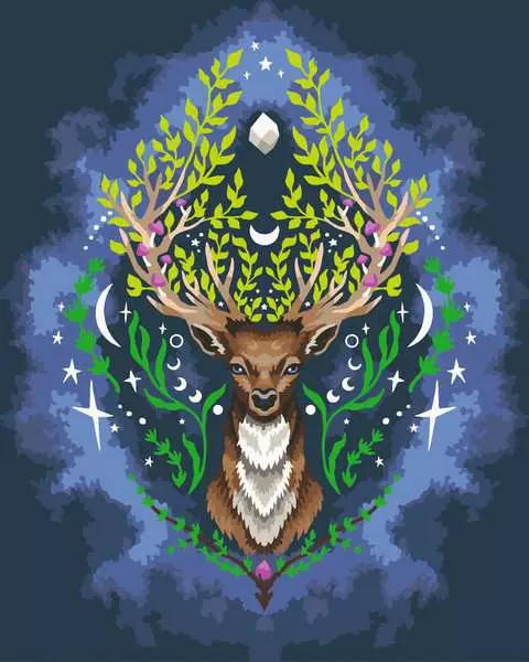 CreArt Pixie Cold: Mystischer Hirsch - Malen nach Zahlen für Erwachsene