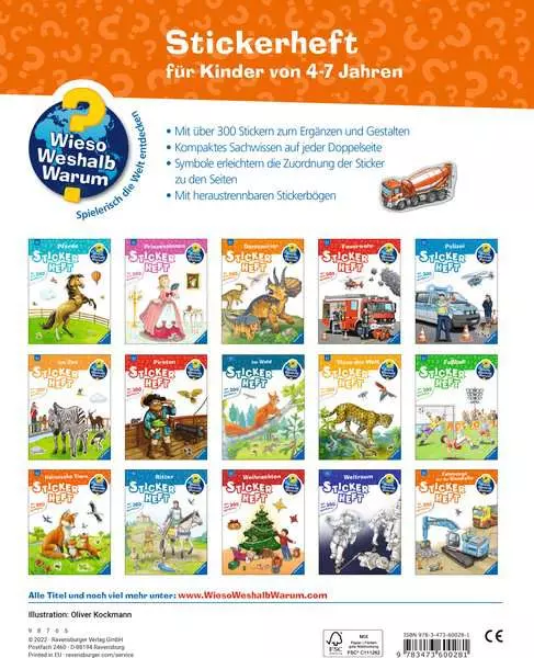 Ravensburger Wieso? Weshalb? Warum? Stickerheft - Fahrzeuge auf der Baustelle