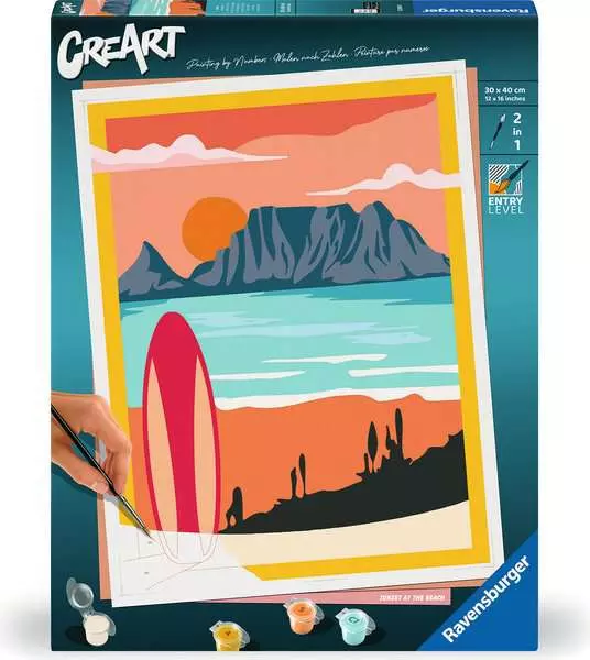 CreArt Sonnenuntergang am Strand - Malen nach Zahlen für Erwachsene