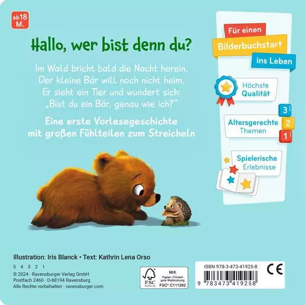 Mein erstes Vorlese-Fühlbuch - Bist du ein Bär?