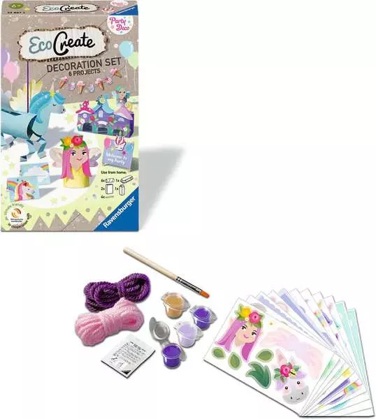 EcoCreate Mini - Dekoriere deine Einhorn-Party - Bastelset für Kinder ab 6 Jahren