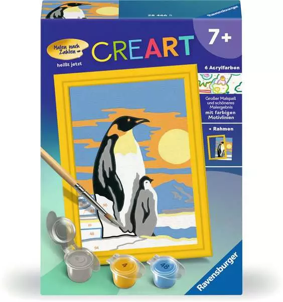 CreArt Süße Pinguine - Malen nach Zahlen für Kinder ab 7 Jahren