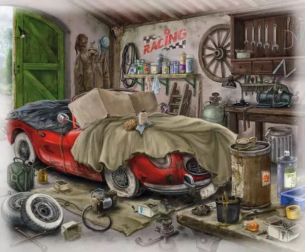 Puzzle 99 Teile - Im Gutshaus Garage