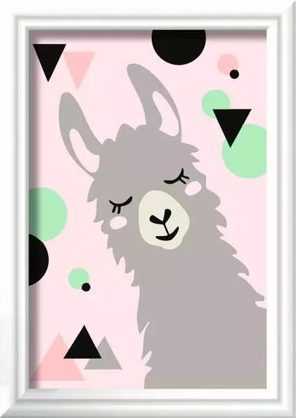 CreArt Glückliches Lama - Malen nach Zahlen für Kinder ab 7 Jahren