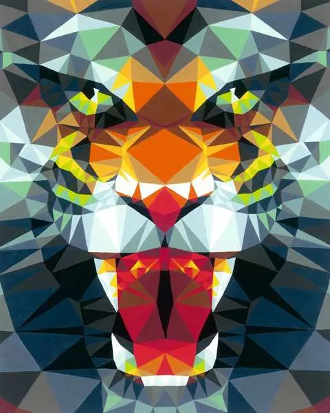 CreArt Polygon Tiger - Malen nach Zahlen für Erwachsene