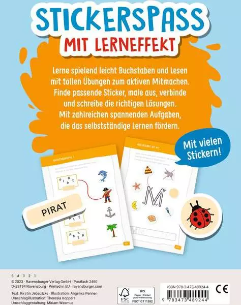 Mein Stickerrätselblock: Buchstaben und Lesen