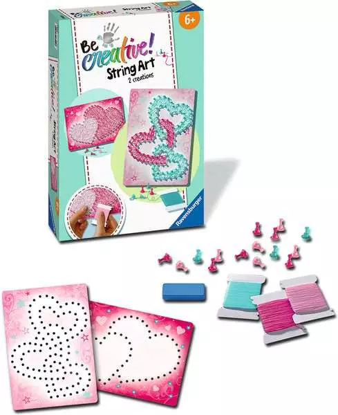 BeCreative Midi - String Art Herz - Bastelset für Kinder ab 6 Jahren