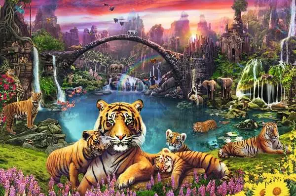 Puzzle 3000 Teile - Tiger in paradiesischer Lagune