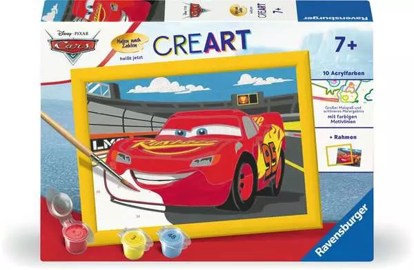 CreArt Lightning McQueen - Malen nach Zahlen für Kinder ab 7 Jahren
