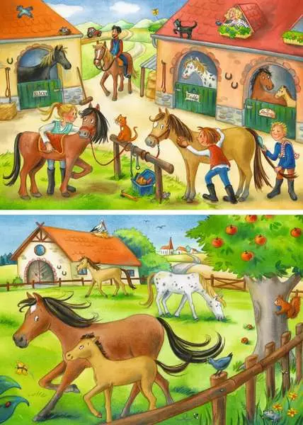 Kinderpuzzle ab 3 Jahren - Ferien auf dem Pferdehof - 12 Teile
