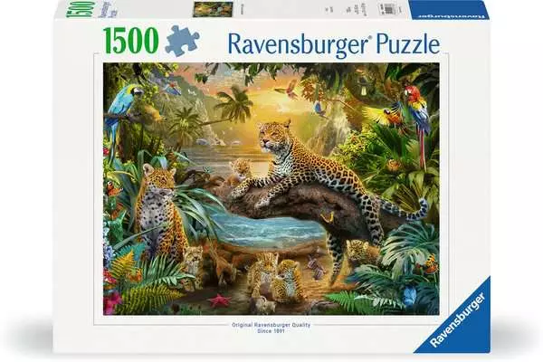 Puzzle 1500 Teile - Leopardenfamilie im Dschungel