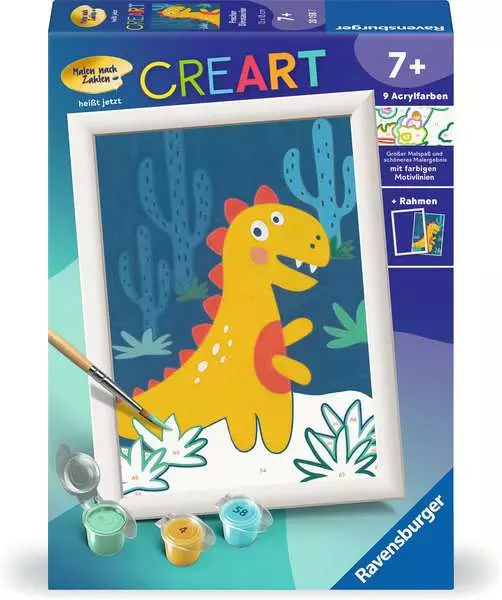 CreArt Frecher Dinosaurier - Malen nach Zahlen für Kinder ab 7 Jahren