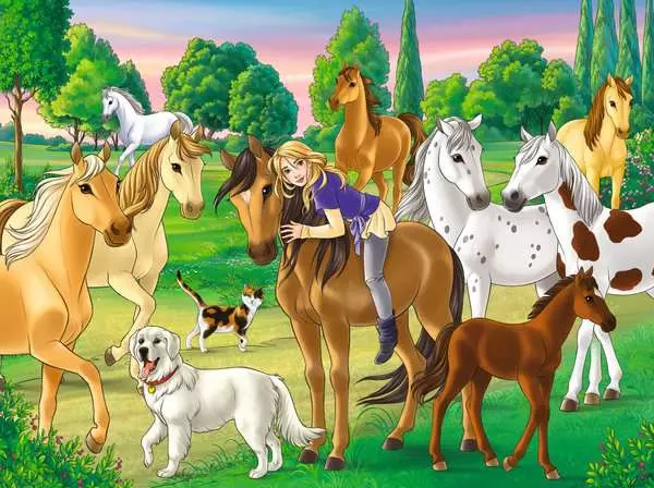 Kinderpuzzle ab 9 Jahren - Lissy und Arcado auf der Koppel - 300 Teile