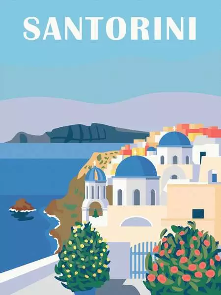 CreArt Farbenfrohes Santorini - Malen nach Zahlen für Erwachsene