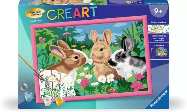 CreArt Putzige Häschen - Malen nach Zahlen für Kinder ab 9 Jahren