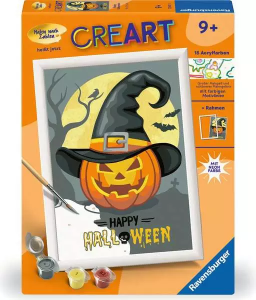 CreArt Happy Halloween - Malen nach Zahlen für Kinder ab 9 Jahren