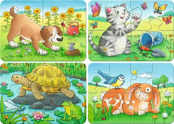 Kinderpuzzle ab 2 Jahren - Niedliche Haustiere - 2 + 4 + 6 + 8 Teile