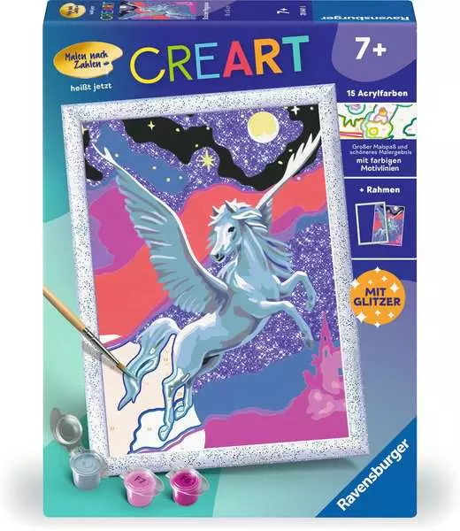 CreArt Stolzer Pegasus - Malen nach Zahlen für Kinder ab 7 Jahren