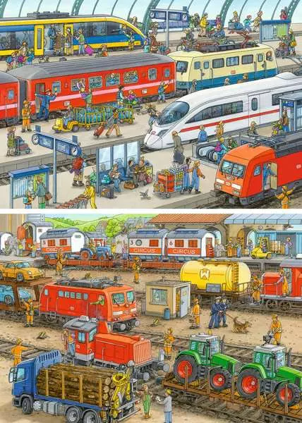 Kinderpuzzle ab 4 Jahren - Trubel am Bahnhof - 24 Teile