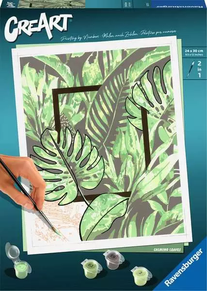 CreArt Beruhigende Blätter - Malen nach Zahlen für Erwachsene