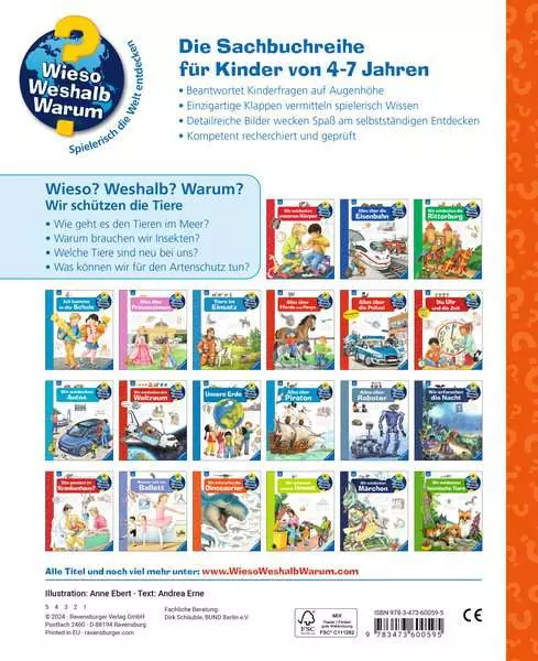 Ravensburger Wieso? Weshalb? Warum?. Band 43 - Wir schützen die Tiere