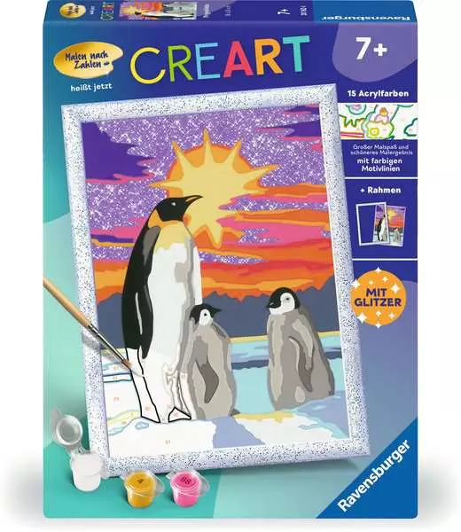 CreArt Pinguinliebe - Malen nach Zahlen für Kinder ab 7 Jahren