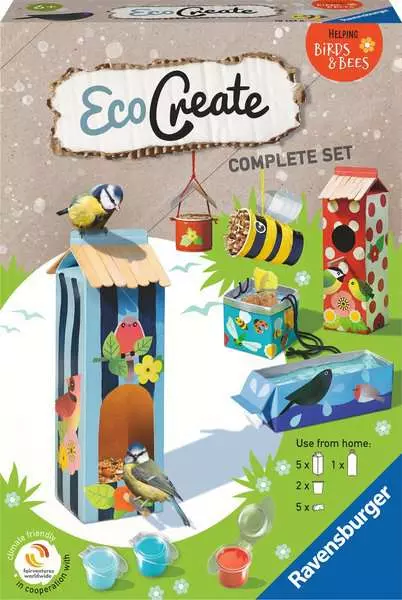 EcoCreate Midi - Hilf den Vögeln und Bienen - Bastelset für Kinder ab 6 Jahren