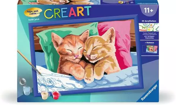 CreArt Verschmuste Kätzchen - Malen nach Zahlen für Kinder ab 11 Jahren