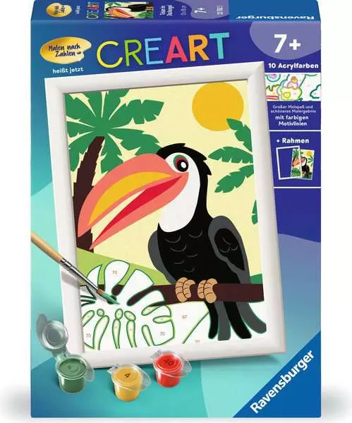 CreArt Tukan im Dschungel - Malen nach Zahlen für Kinder ab 7 Jahren