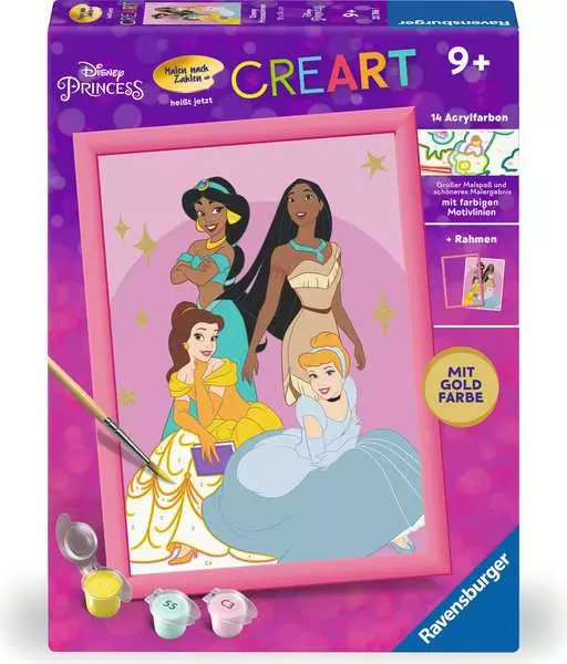 CreArt Disney Prinzessinnen - Malen nach Zahlen für Kinder ab 9 Jahren