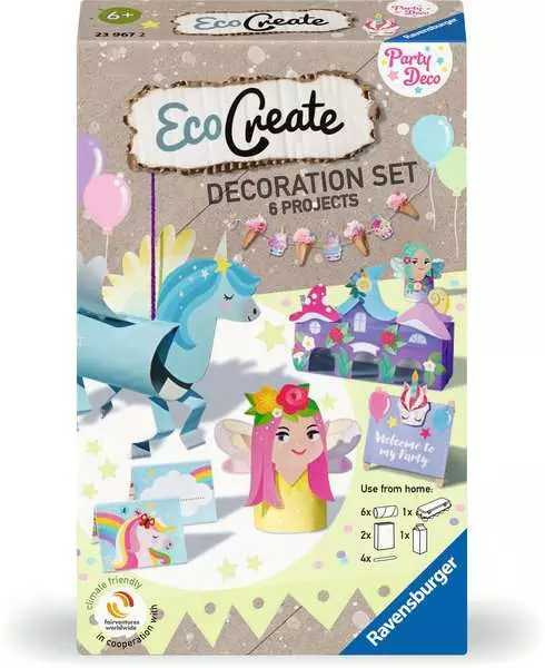 EcoCreate Mini - Dekoriere deine Einhorn-Party - Bastelset für Kinder ab 6 Jahren