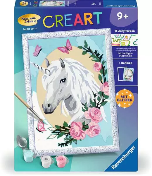 CreArt Einhorntraum - Malen nach Zahlen für Kinder ab 9 Jahren