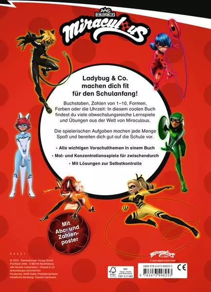 Miraculous: Das große Vorschulbuch - Buchstaben Zahlen. Konzentration