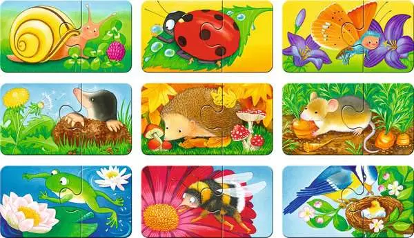 Kinderpuzzle ab 2 Jahren - Tiere im Garten - 2 Teile