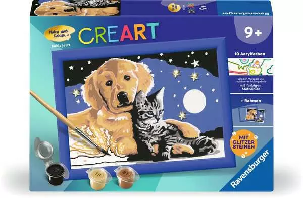 CreArt Funkelnder Sternenhimmel - Malen nach Zahlen für Kinder ab 9 Jahren